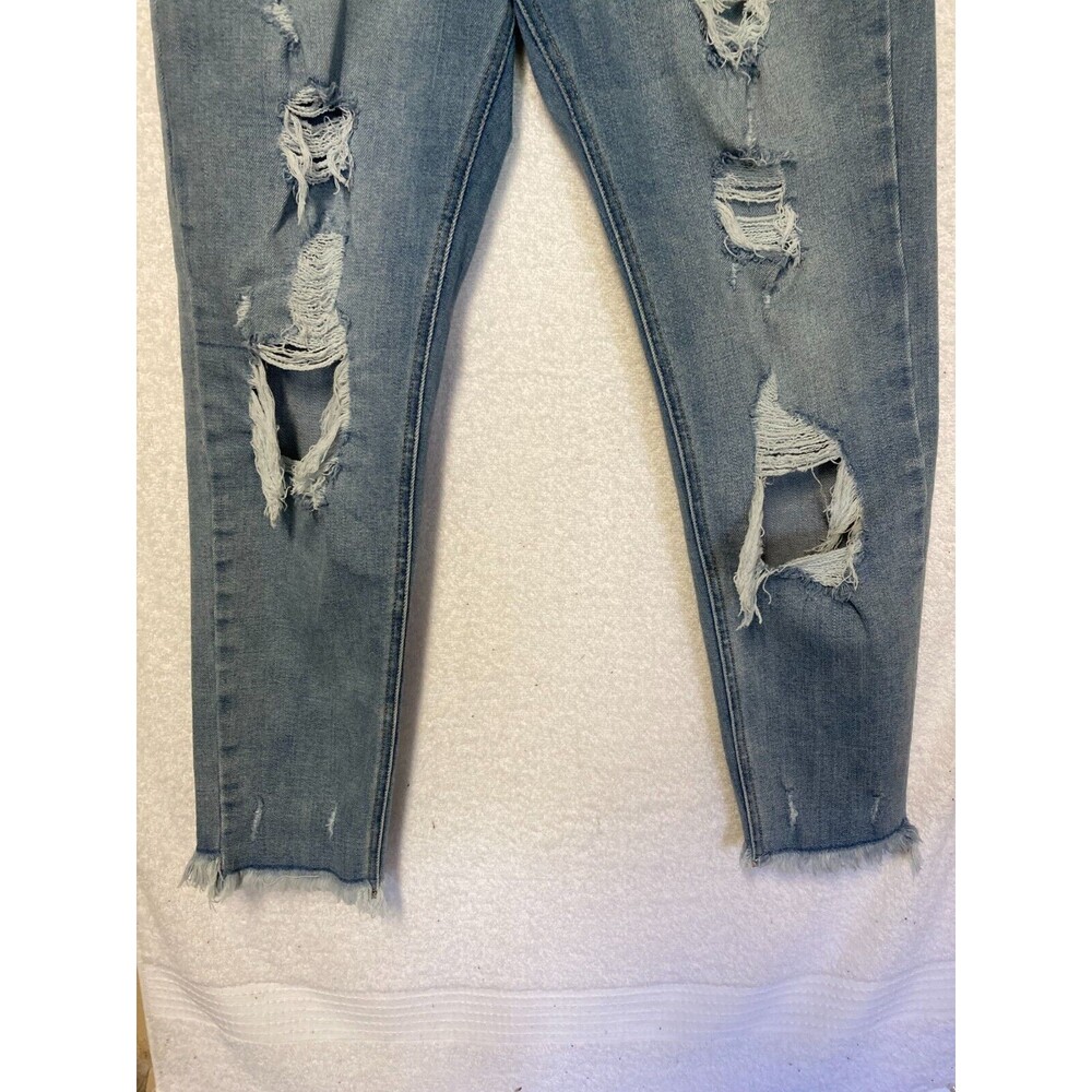 Kancan Distressed Frayed Jeans KC7172L Cut 37298 Sz11/29 Straight Ankle Women's